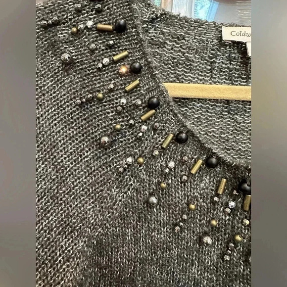 Coldwater Creek Angora Mohair Blend Cardigan Sweater Beaded Size Large 14 / 16 - Picture 4 of 14